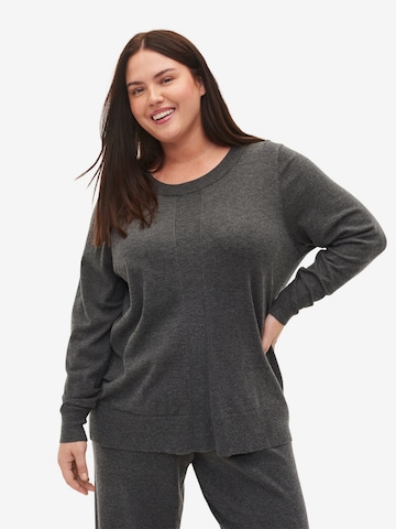 Pullover di Zizzi in grigio: frontale