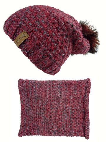 Kumixi Beanie 'Set: Mütze & Loop Schal' in Red: front