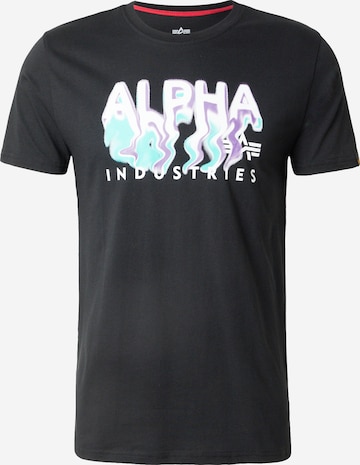 ALPHA INDUSTRIES Тениска в черно: отпред