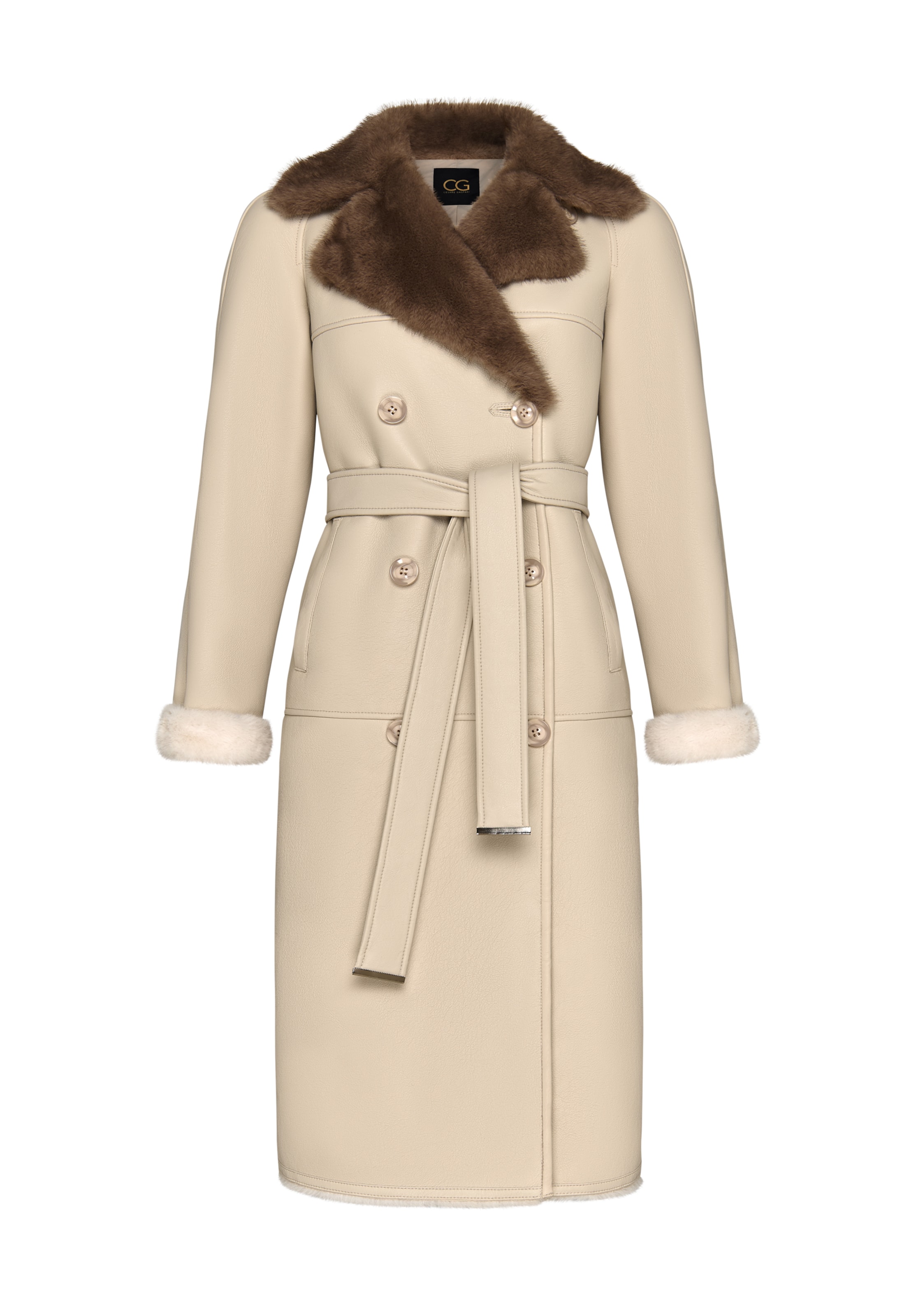 CESARE GASPARI Winter Coat in S in Brown / Wool white, Item view