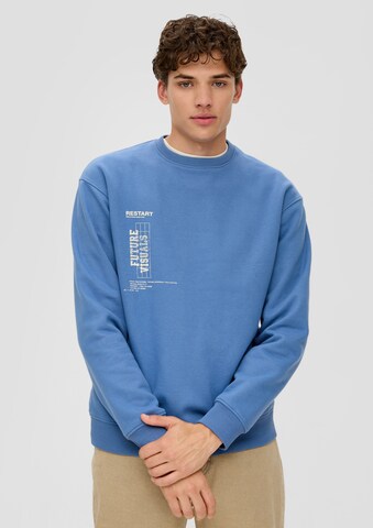 Sweat-shirt QS en bleu : devant