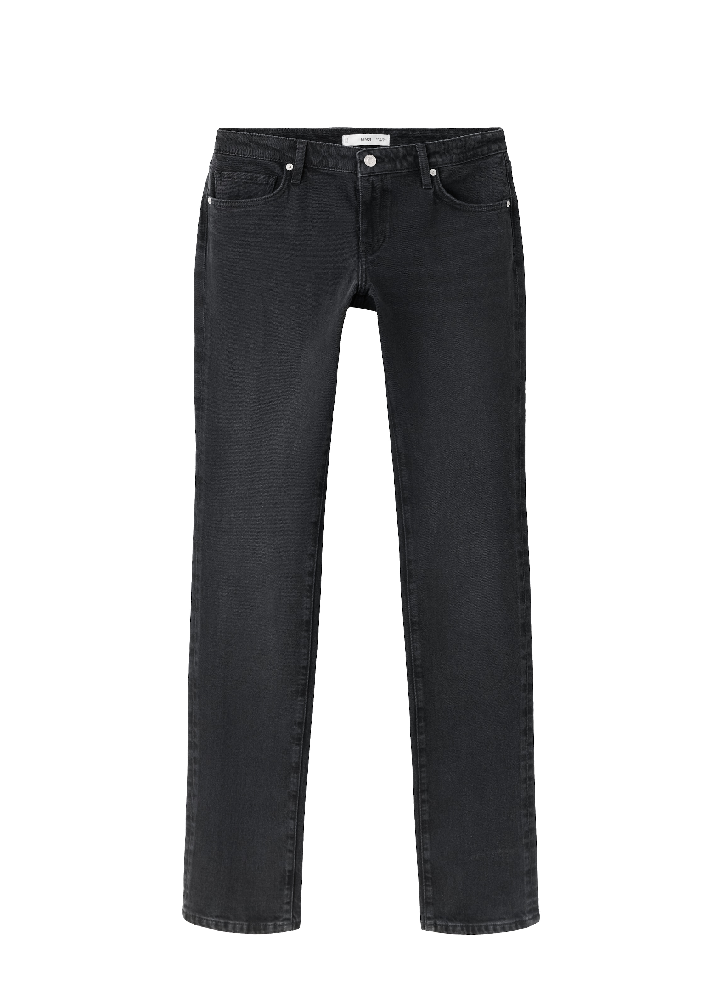 MANGO Wide Leg Jeans med lægfolder 'CAIT' i sort: forside