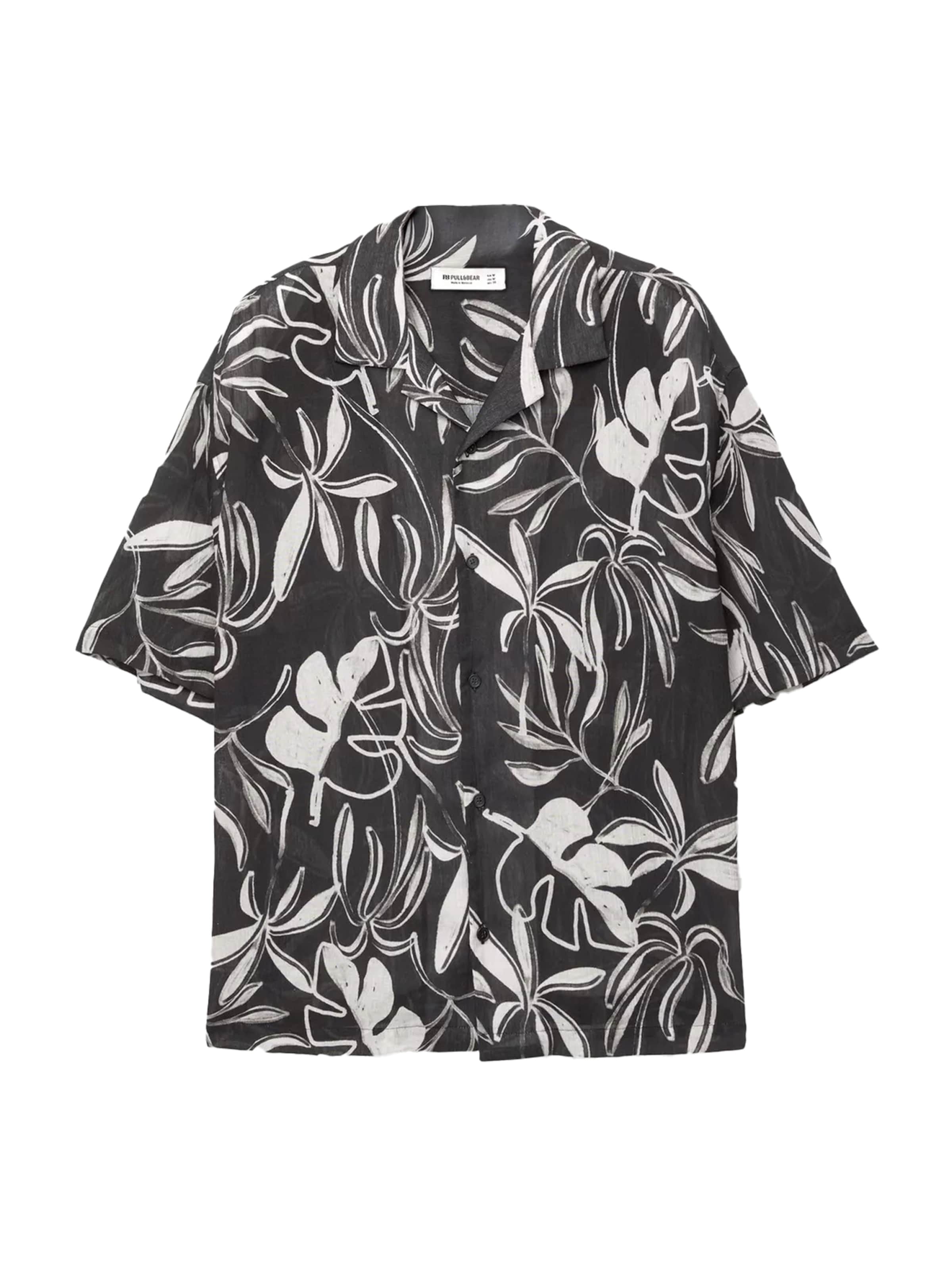 Pull&Bear Comfort Fit Hemd in Schwarz: Vorderseite