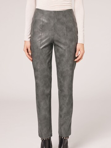 CALZEDONIA Regular Pants 'VINTAGE' in Grey: front