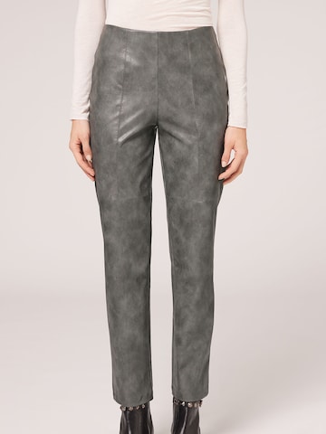 CALZEDONIA Regular Pants 'VINTAGE' in Grey: front