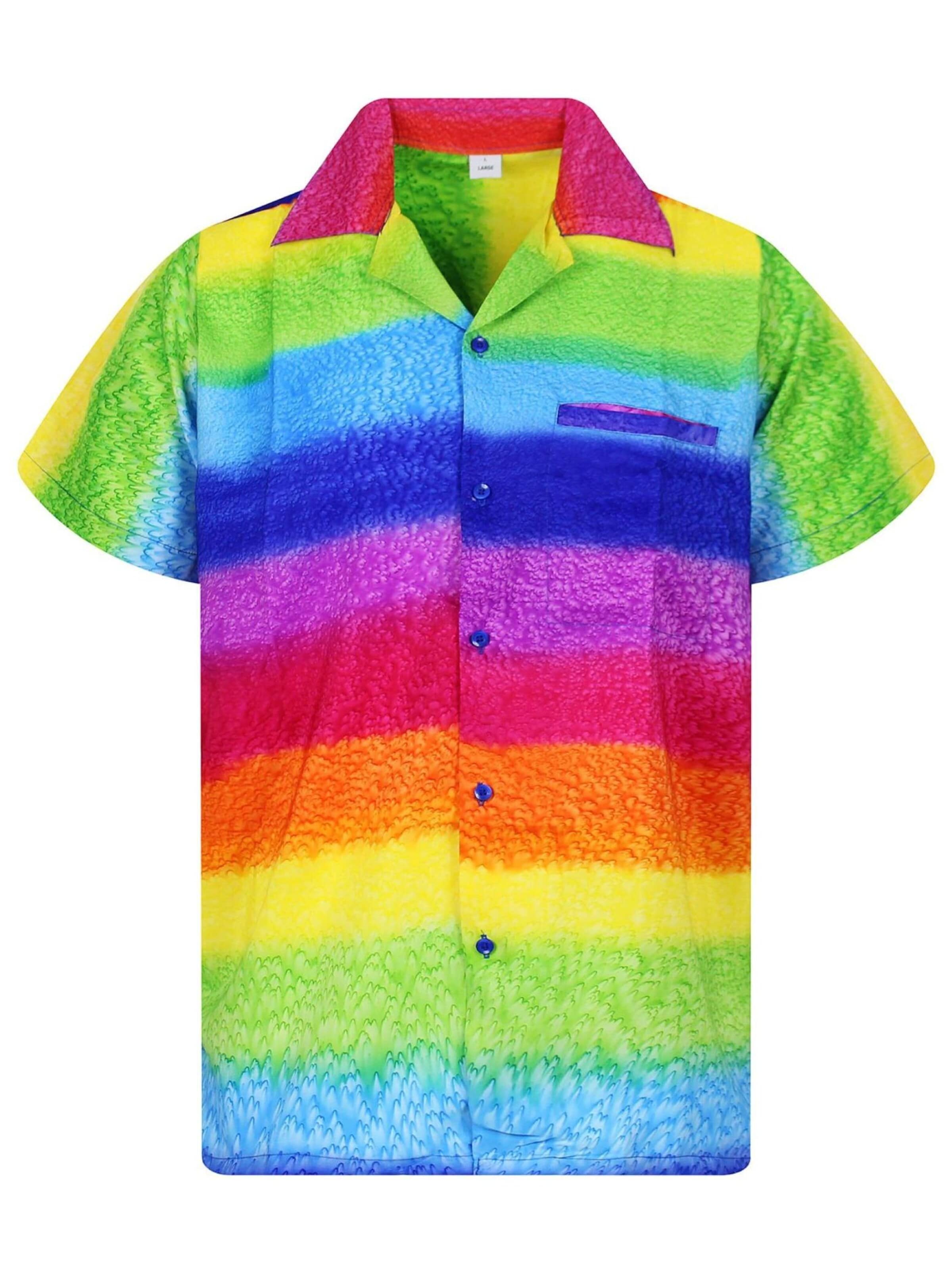 King Kameha Shirt 'Rainbow Horizontal' in Gemengde kleuren: voorkant