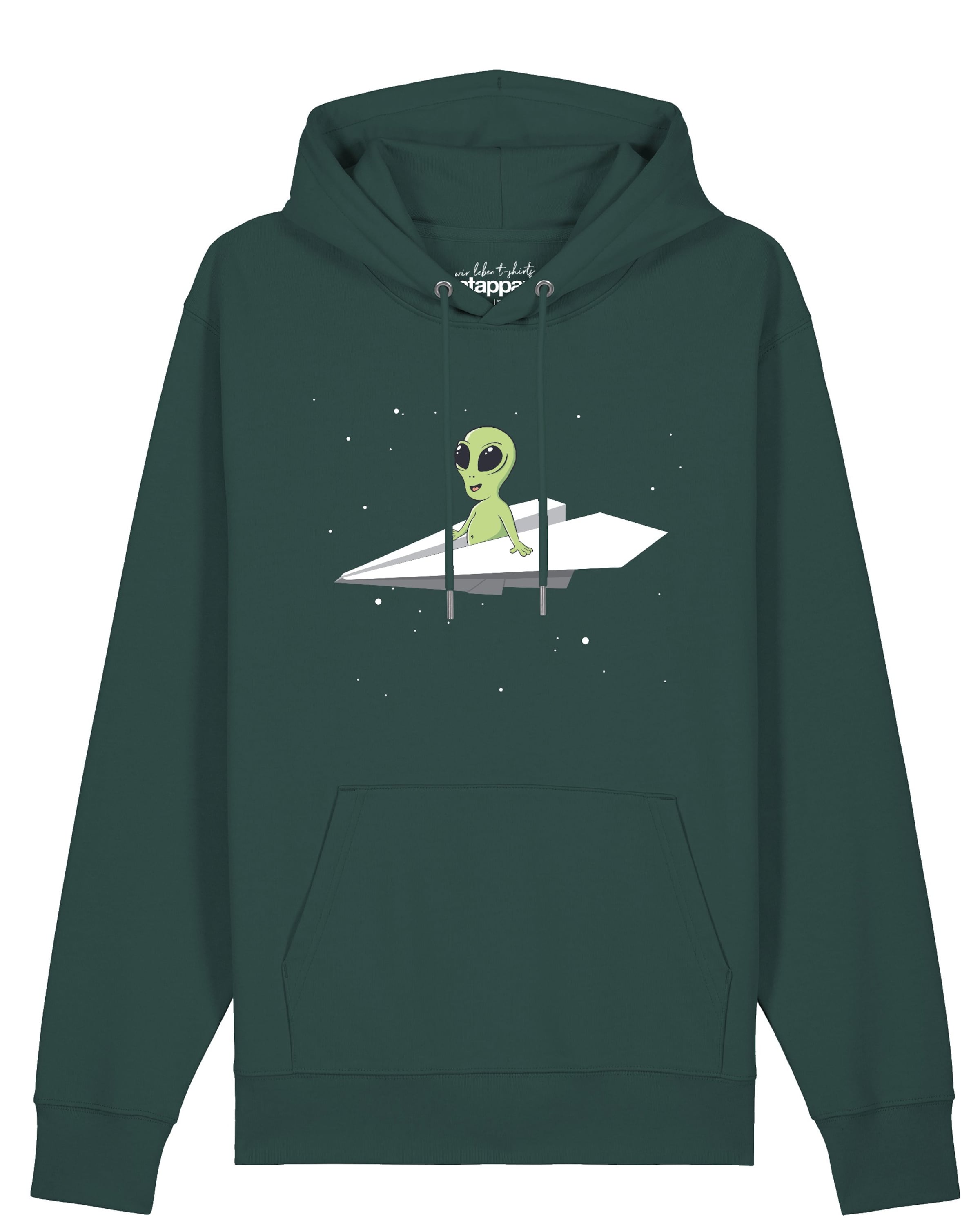 Sweat-shirt 'Alien On A Paper Plane' Watapparel en vert : devant