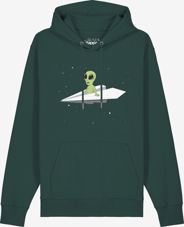 Sweat-shirt 'Alien On A Paper Plane' Watapparel en vert : devant