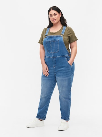 Zizzi Regular Jean Overalls in Blue: front