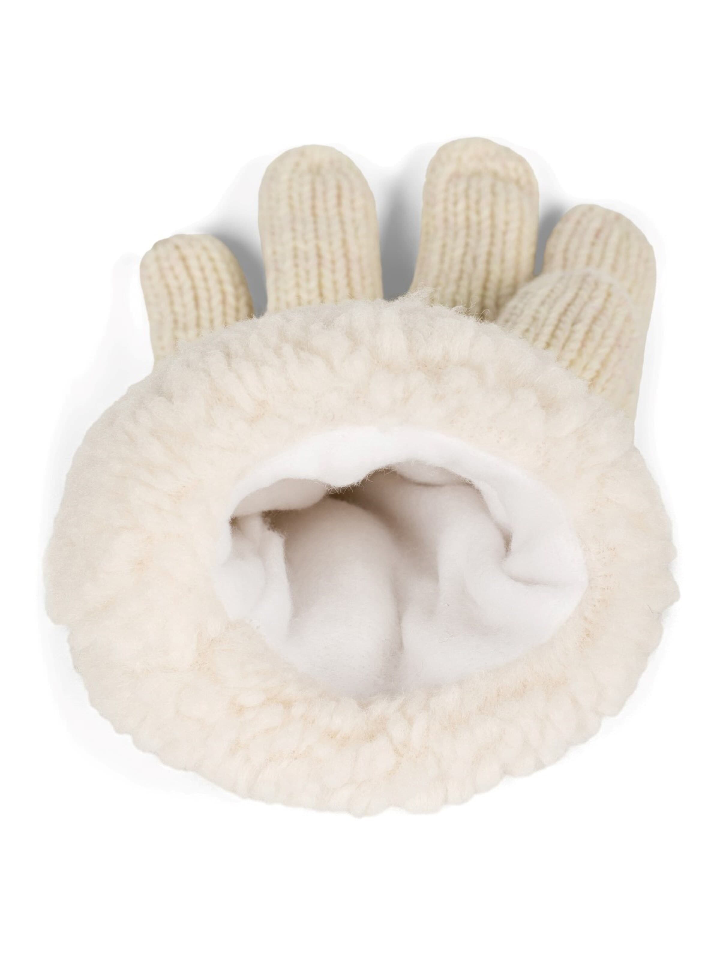 styleBREAKER Fingerhandschuhe 'Strickhandschuhe mit Perlmuster und Fleece'‌‌ in Beige