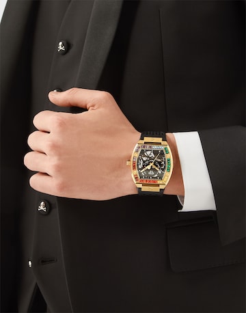 Philipp Plein - Relógios analógicos ' Skeleton ' em preto: frente