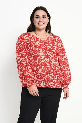 KAFFE CURVE Blouse 'Ronja' in Rood: voorkant