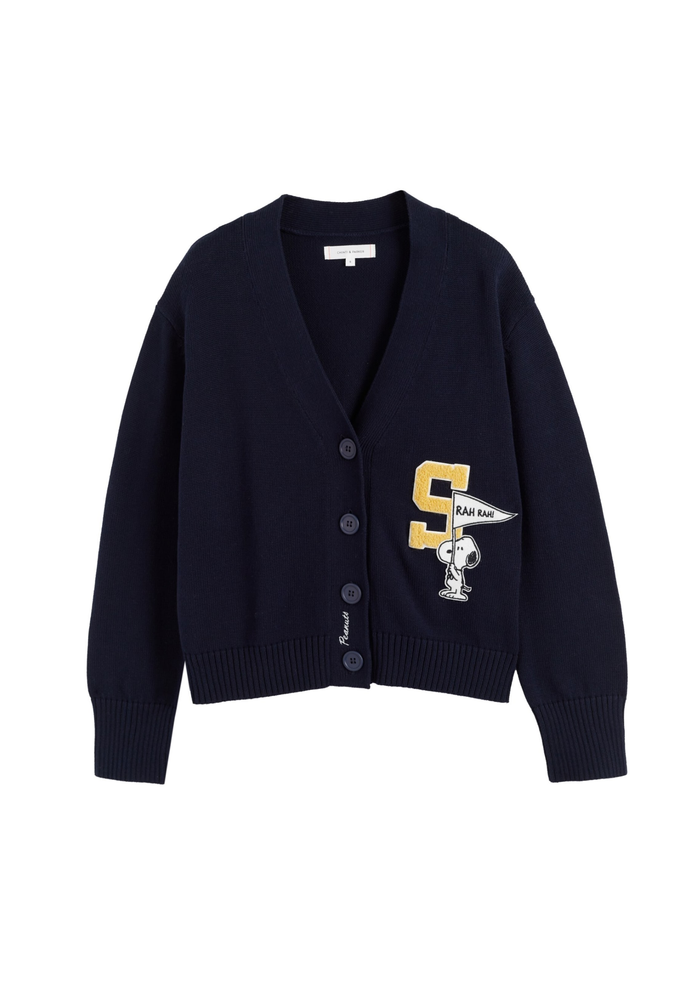 Cardigan 'Snoopy Varsity' Chinti & Parker en bleu : devant