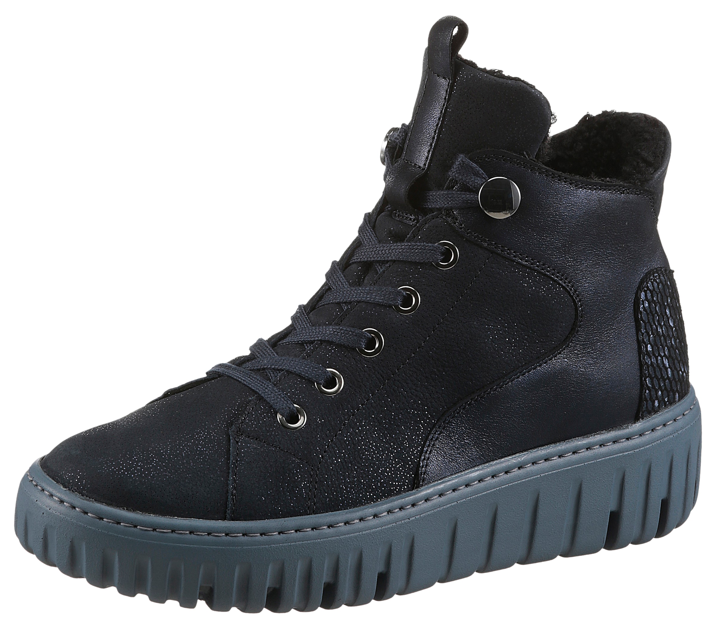 WALDLÄUFER Lace-Up Ankle Boots in Blue: front