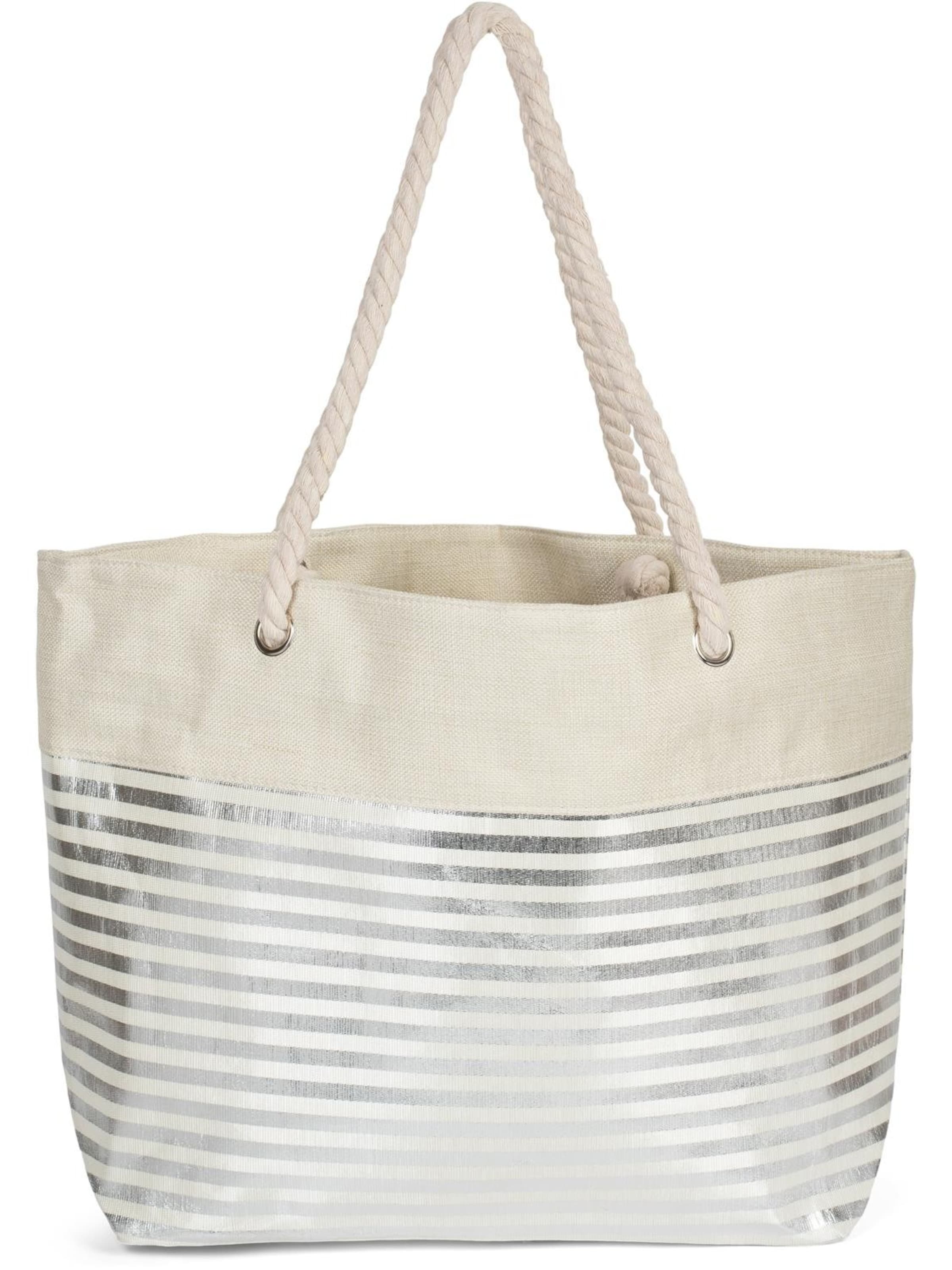 styleBREAKER Strandtasche 'Strandtasche mit metallic Streifen'‌‌‌‌‌‌‌‌‌ in beige, Produktansicht