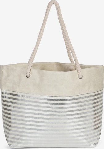 styleBREAKER Strandtasche 'Strandtasche mit metallic Streifen' in Beige: Vorderseite