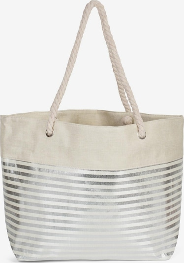 styleBREAKER Strandtasche 'Strandtasche mit metallic Streifen' in beige, Produktansicht