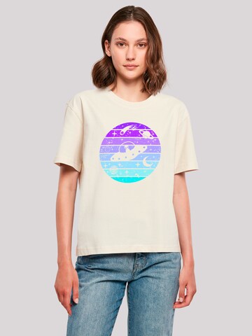 T-shirt 'Retro Alien Weltraum Sonnenuntergang' F4NT4STIC en beige : devant