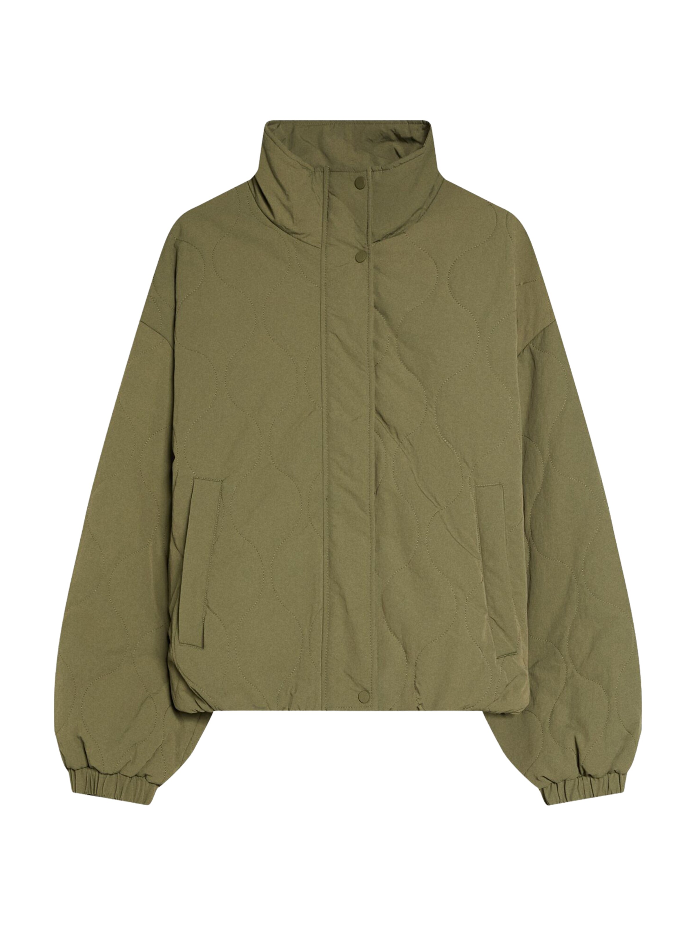 Bershka Veste mi-saison en olive, Vue avec produit