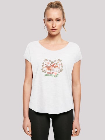 F4NT4STIC Shirt 'Christmas Hippie Santa And Reindeer' in White: front