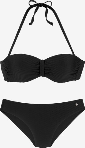 s.Oliver Bandeau Bikini in Black: front