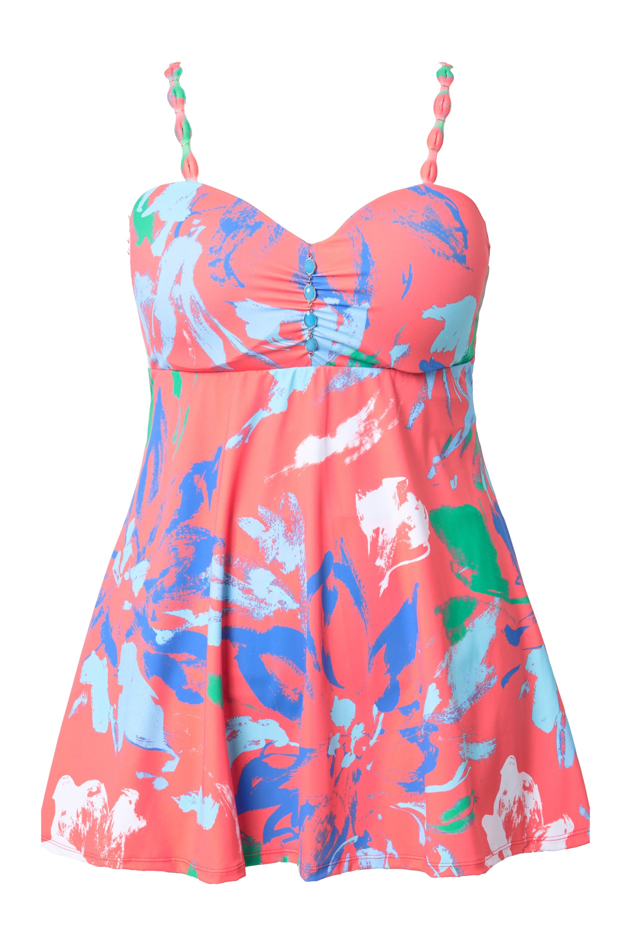 Ulla Popken Minimizer Badpakjurk in Oranje: voorkant