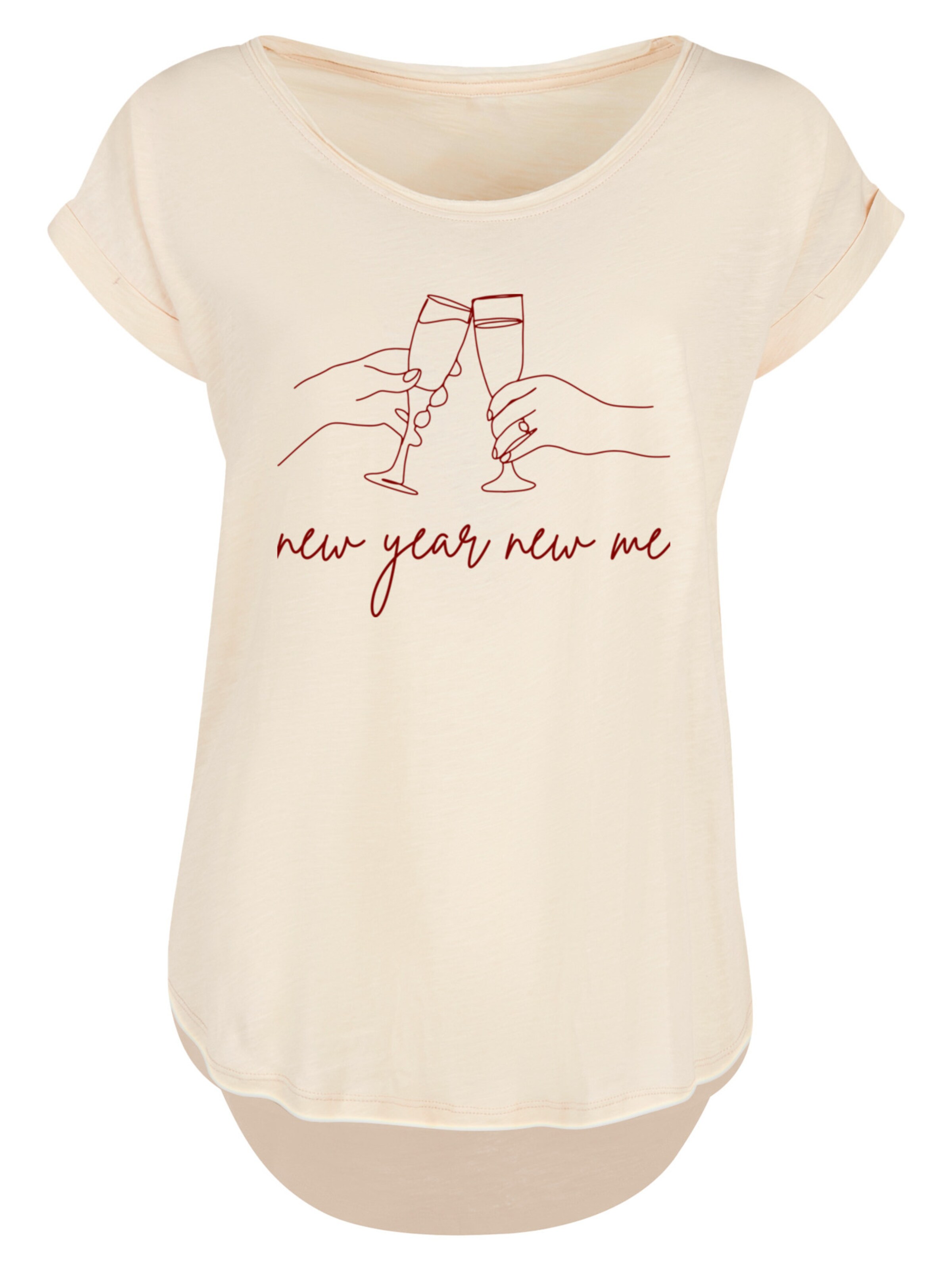 F4NT4STIC Shirt 'Silvester Party new year new me' in Beige: voorkant