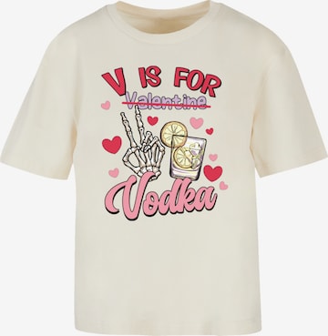 T-shirt oversize 'Anti Valentinstag V Is For Vodka' F4NT4STIC en beige : devant