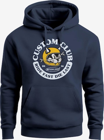 Neverless Sweatshirt 'Racing Cat' in Blau: Vorderseite