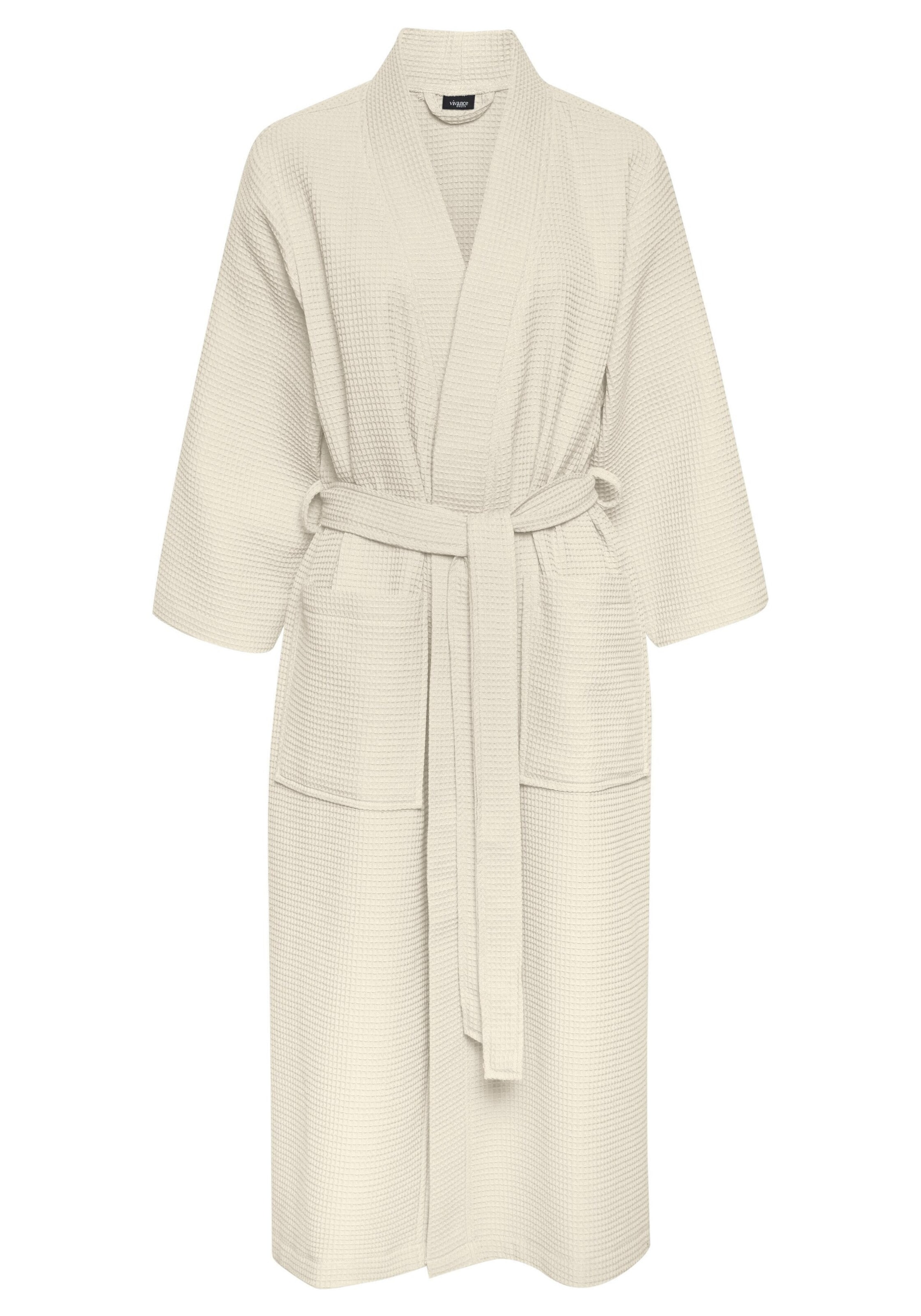 VIVANCE Long Bathrobe in Beige: front