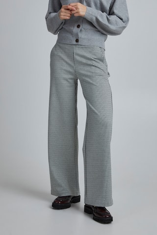 ICHI Wide leg Chino in Zwart: voorkant