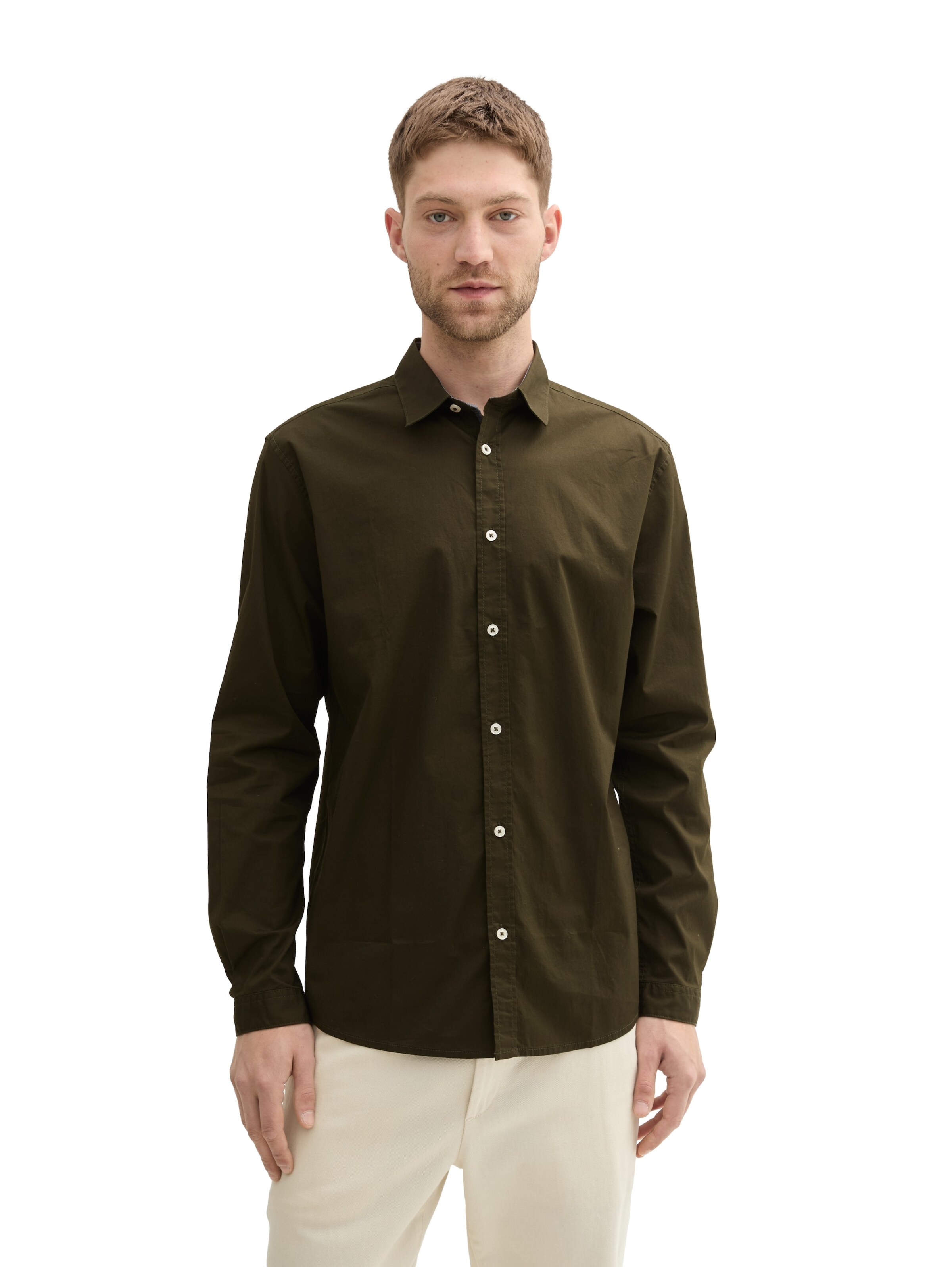 TOM TAILOR Comfort fit Button Up Shirt in Green: front