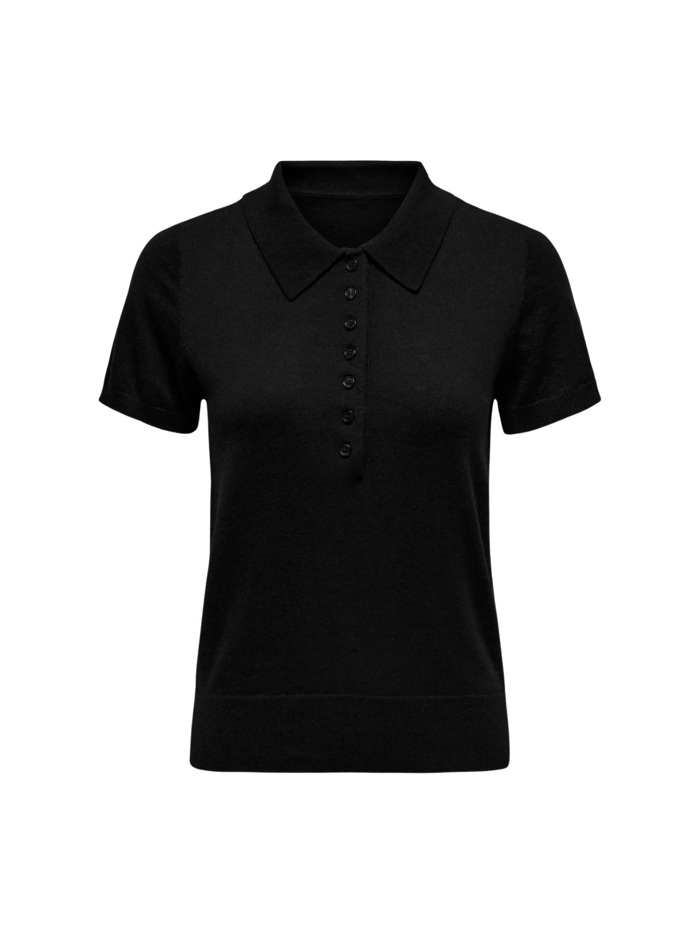 ONLY Shirt 'ONLY ONLCATHERINE SS POLO NECK EX KNT POLO' in Black: front