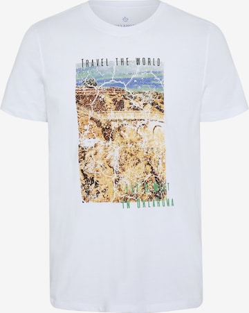 Oklahoma Jeans Shirt ' mit Travel-Print ' in White: front
