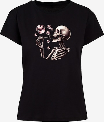 T-shirt 'Cute Goth Skeleton Blowing Heart Shaped Bubbles' F4NT4STIC en noir : devant