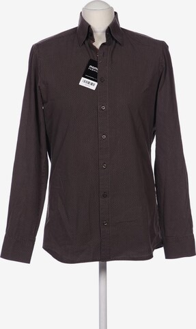 OLYMP Button Up Shirt in M in Brown: front