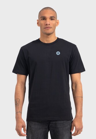 Oldskull Shirt 'Retro Pixel Wave Logo Graphic' in Black: front