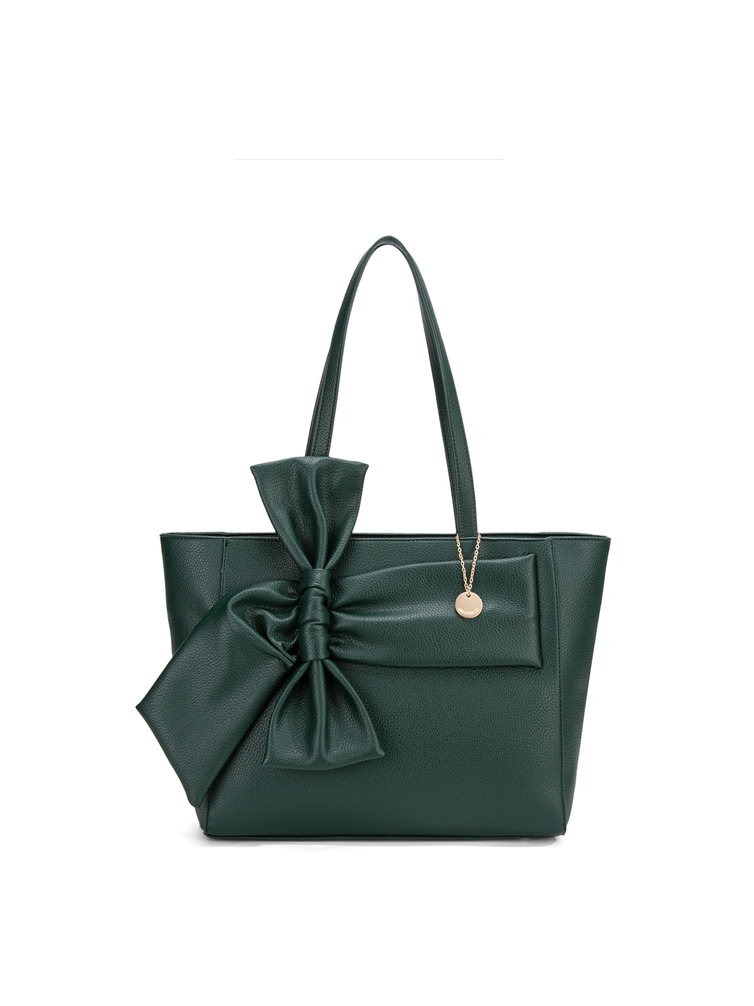 Borsa a spalla 'Borsa a Spalla Donna Velvetine Elite - Pelle Vegana PU con Fiocco' di Diana&Co. in verde: frontale