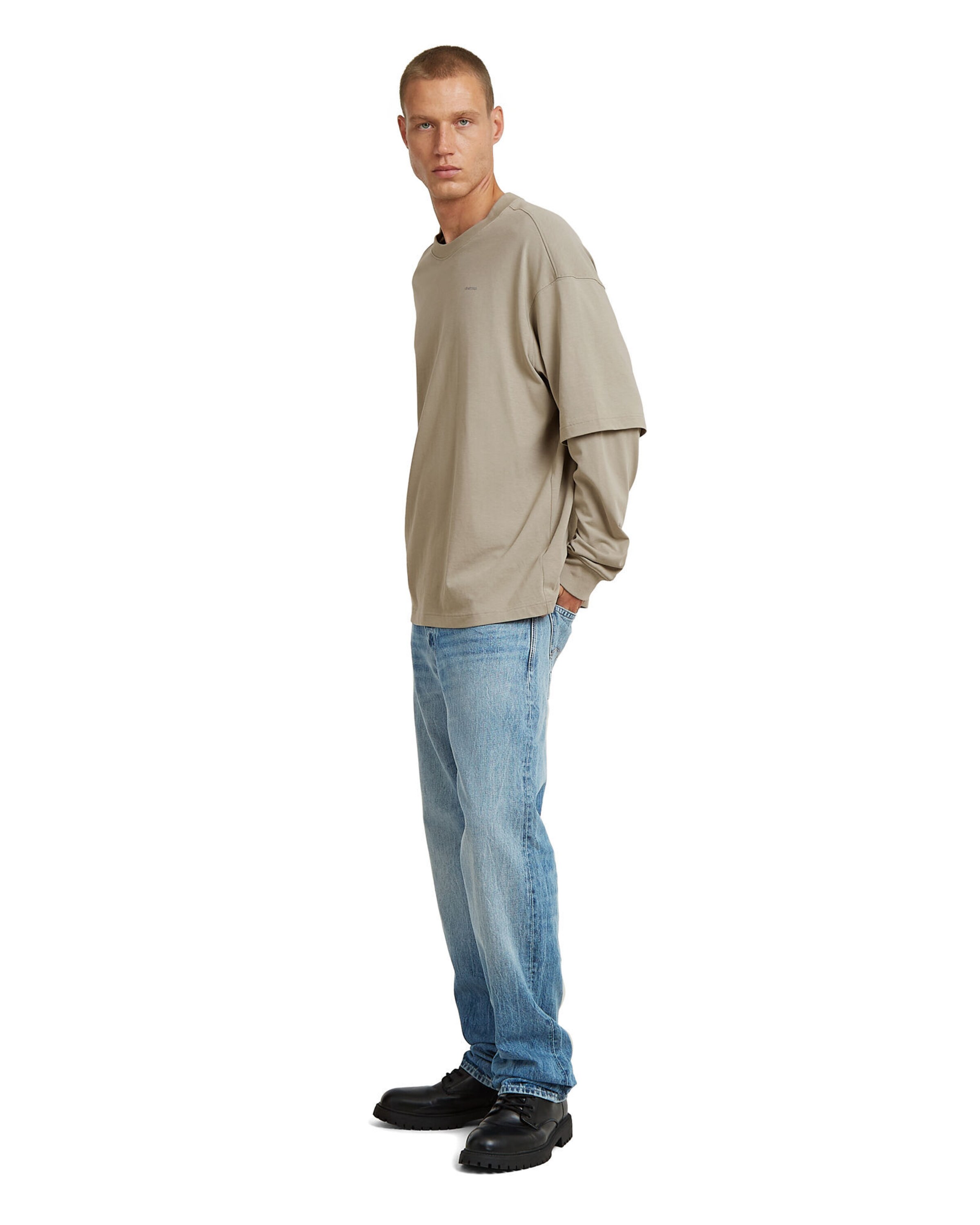 G-STAR T-Shirts-T-Shirt 'Double Sleeve Loose' in Beige