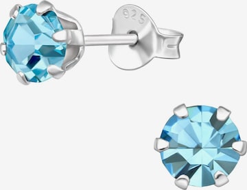 Boucles d'oreilles 'Silberne Runde 5 mm Ohrstecker mit Kristallen' Maxte en bleu : devant