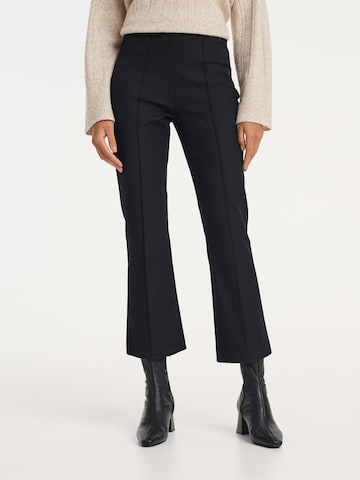 OPUS Boot cut Pleated Pants 'Elani' in Black: front