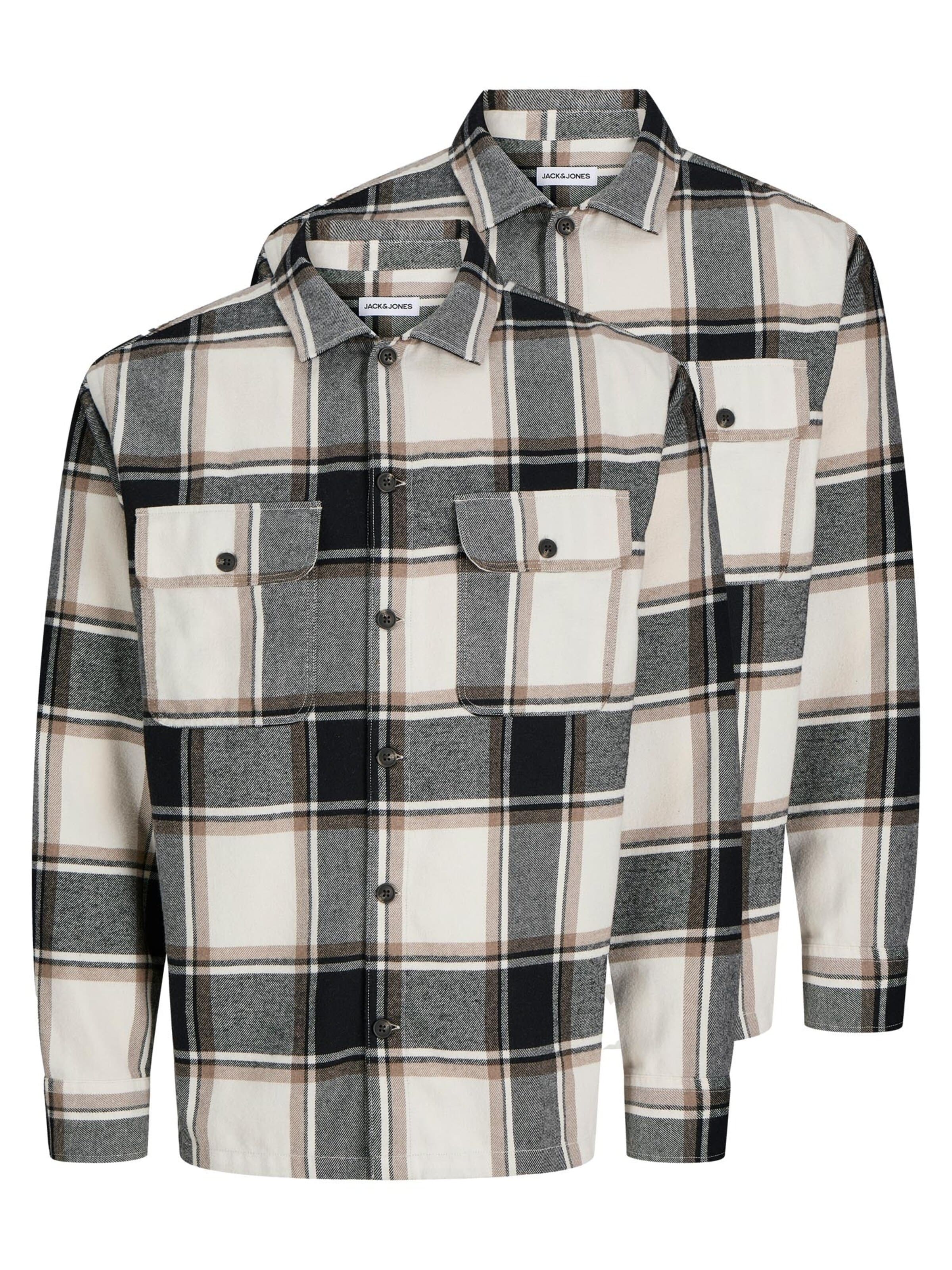 JACK & JONES Overhemd 'Charge' in S in de kleur Beige / Bruin / Grijs / Zwart, Productweergave