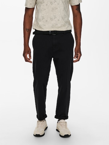 Regular Pantalon chino 'Kent' Only & Sons en noir : devant