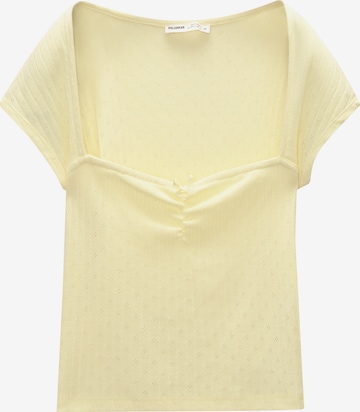 Pull&Bear Koszulka w kolorze żółty: przód