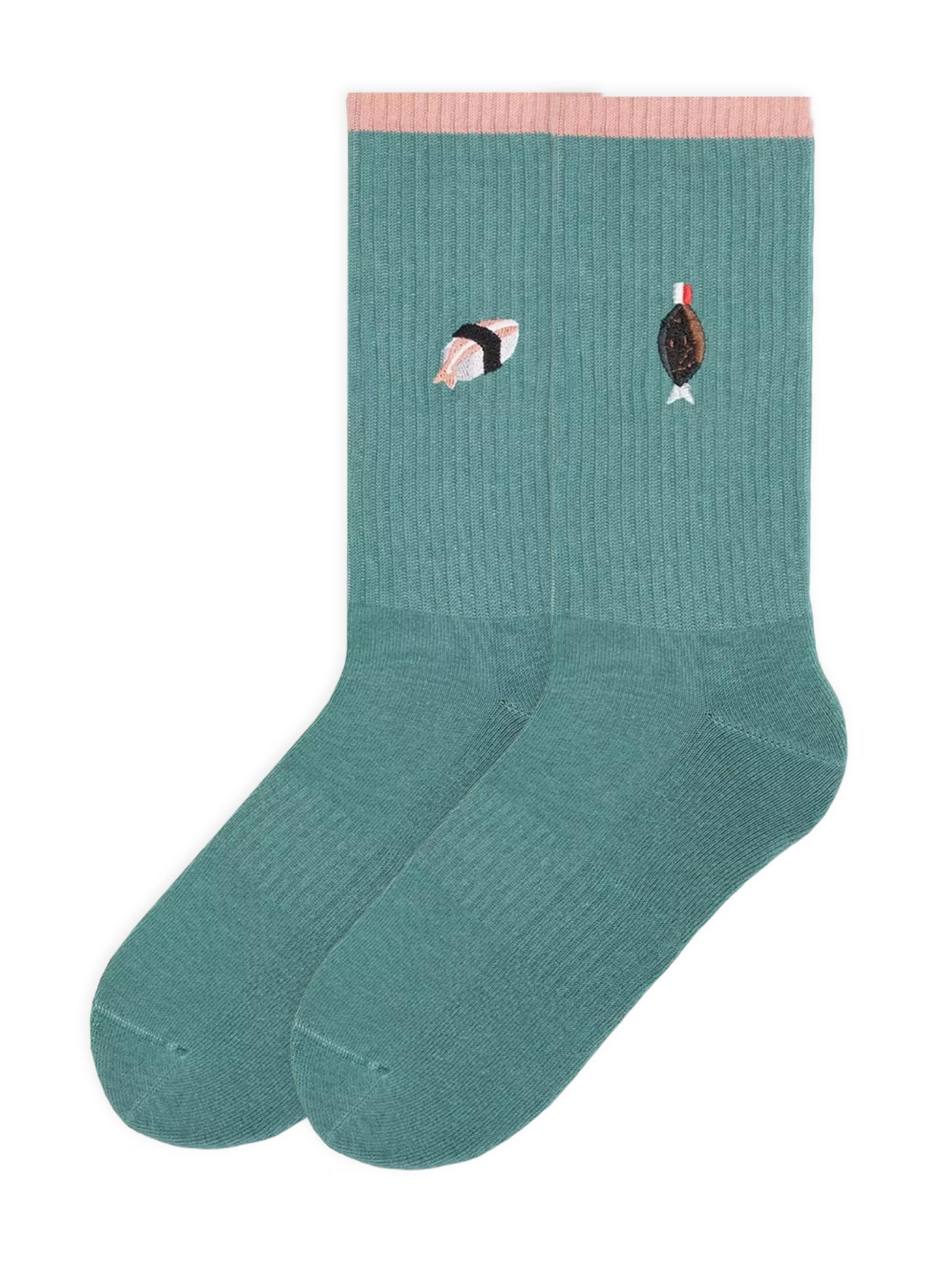 Von Jungfeld Socks 'Mix & Match Socken mit Stickmotiven' in Green: front