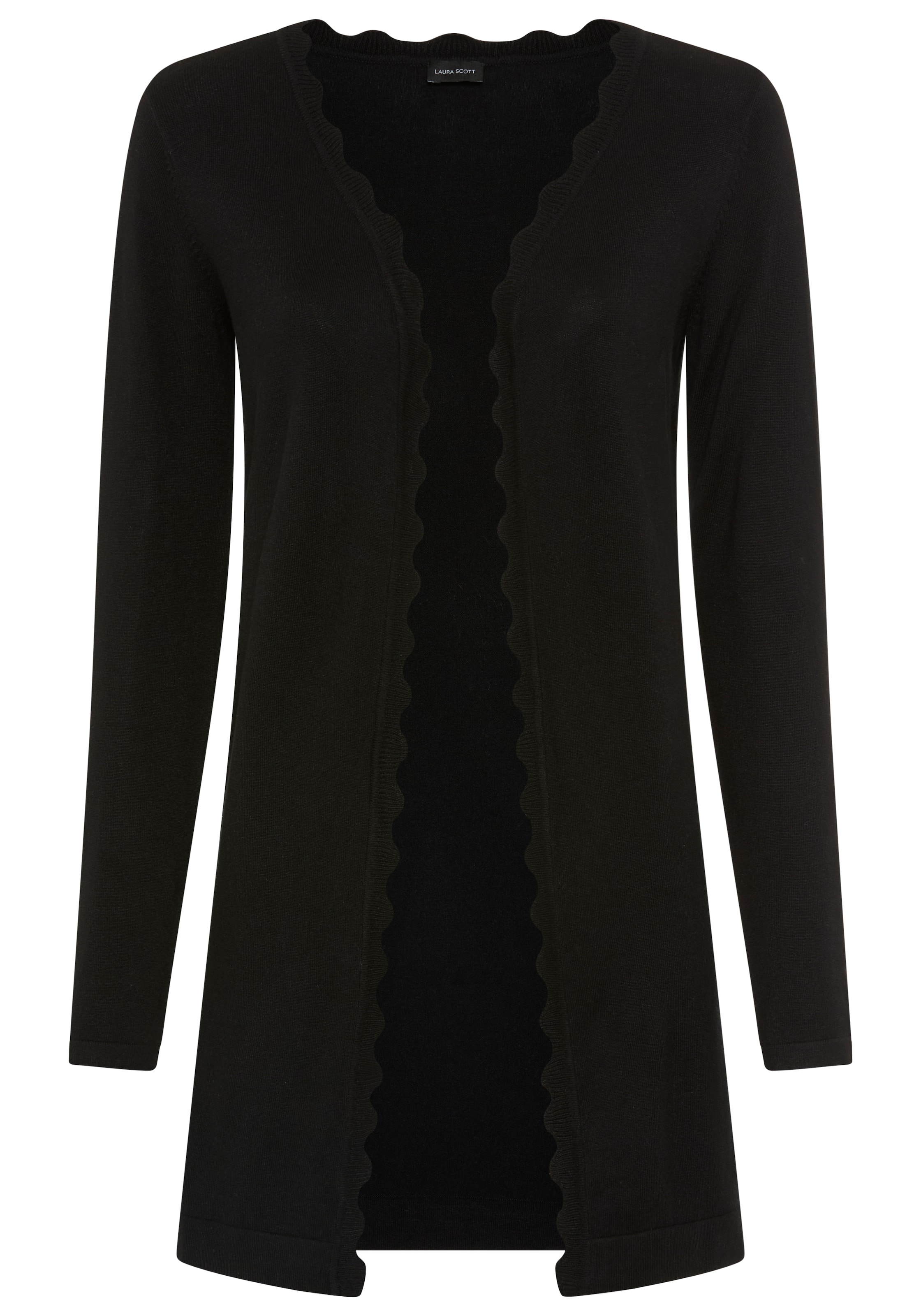 LAURA SCOTT Knit Cardigan in Black: front