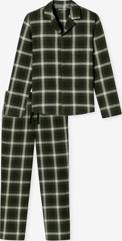 SCHIESSER Pyjama lang ' Warming Nightwear ' in Groen: voorkant
