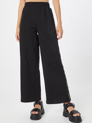 Calvin Klein Jeans Wide leg Broek in Zwart: voorkant