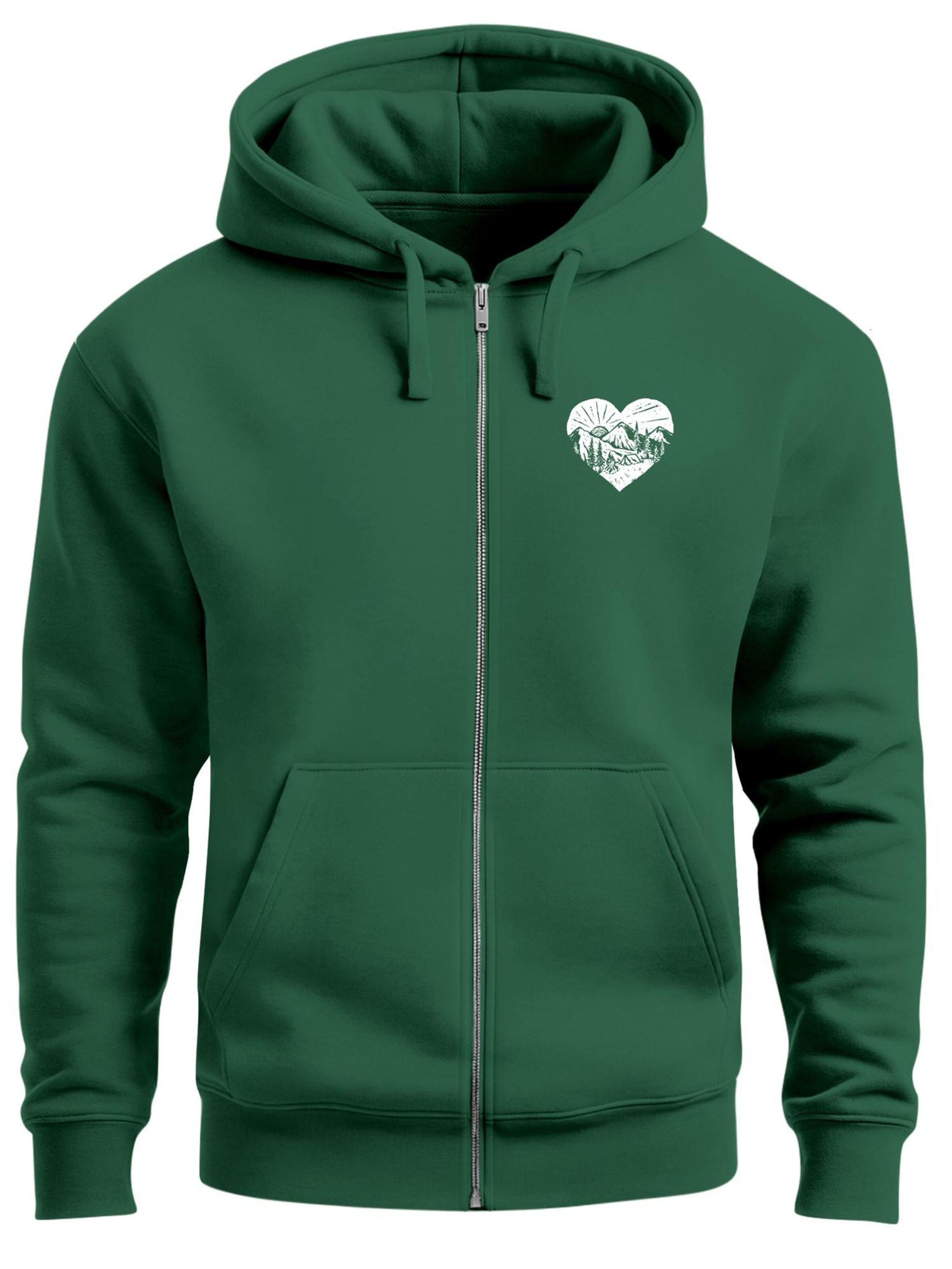 Neverless Sweatjacke 'Wanderlust'‌‌ in Grün: Vorderseite