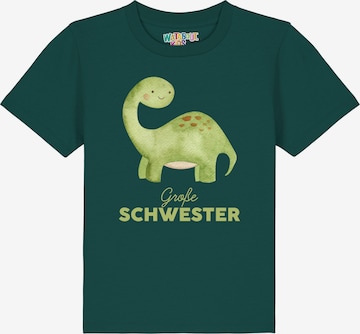 watabout.kids Shirt 'Dinosaurier 04 Große Schwester' in Groen: voorkant